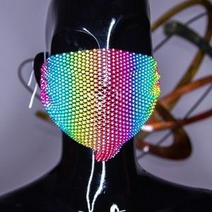 4pc Face Masks Blue Purple Rainbow Blue-Pink